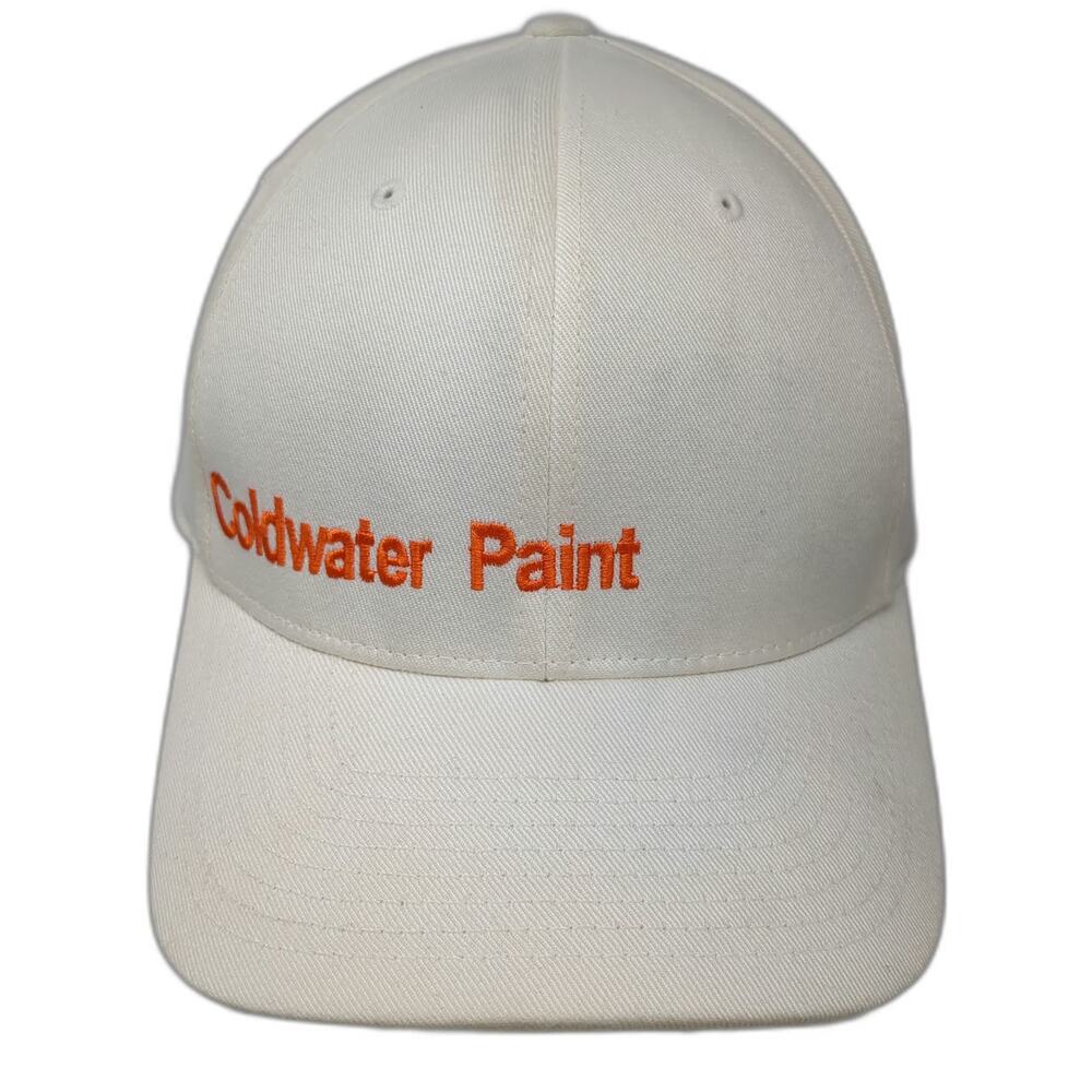 Flexfit Baseball Cap White XL Fitted Coldwater Paint Logo Cattails Hat Graphic